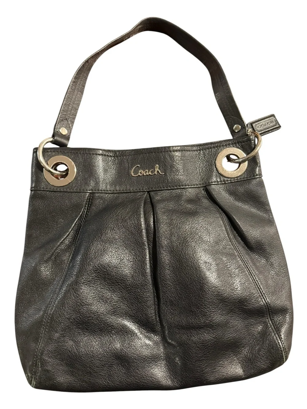 Coach Ashley Pleated Hobo Bag, Black Leather, Style F17605